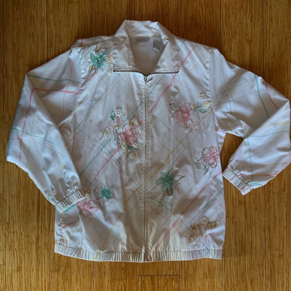 Vintage 90s Zip Up Lightweight Floral Jacket - Floral Zip Up 90s Vintage Jacket